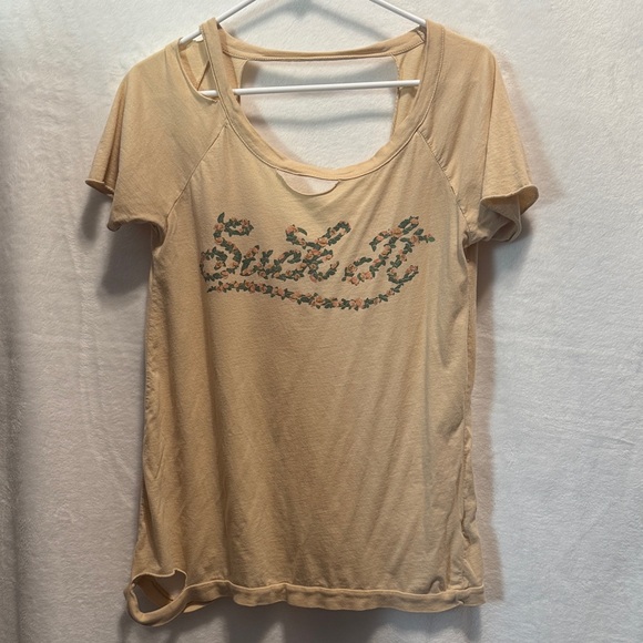Chaser Tops - Chaser Tan Floral "Suck It" Graphic Tee